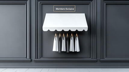 Elegant storefront with white awning and exclusive member sale sign