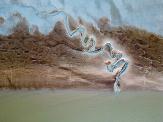 Aerial view of the tidal channels showing a fractal like structure, The Netherlands