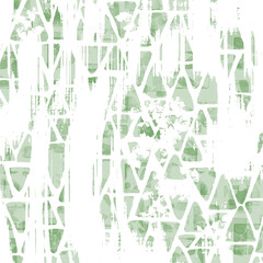 Seamless hand drawn watercolor pattern of triangles. Abstract monochrome design.