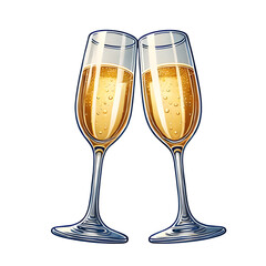 Two Champagne Flutes with Sparkling Wine