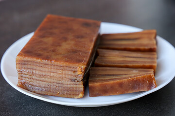 Bebinca or bebinka Bibik dessert in Goa India. Goan traditional Multi layer sweet pudding based on coconut milk and flour. Goa Christmas time Indo Portuguese cake recipe
