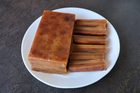 Bebinca or bebinka Bibik dessert in Goa India. Goan traditional Multi layer sweet pudding based on coconut milk and flour. Goa Christmas time Indo Portuguese cake recipe