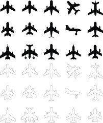 Plane icon set. Flight transport symbol. Airplane icon vector. Travel flat illustration.. Vector EPS 10