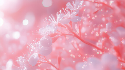 Fototapeta premium Delicate pink blossoms with sparkling bokeh background