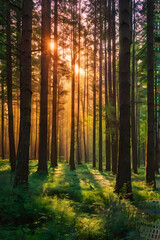 Obraz premium tranquil lakeside view reflecting autumn hues enhanced by artistic geometry merging nature's dreams