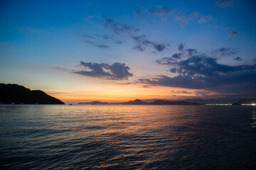 View of Santos Bay during a summer sunset