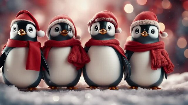 singing winter penguins at christmas song foulard candy 