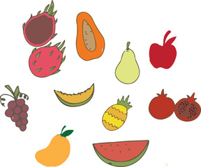 set of fruits and berries