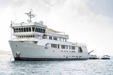 Fototapeta premium Large Superyacht at anchor in undefined location 