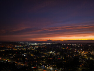 Stunning Sunrise looking at Mt Hood in Woodburn Oregon, Pacific Northwest	