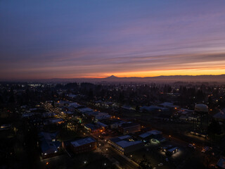 Stunning Sunrise looking at Mt Hood in Woodburn Oregon, Pacific Northwest	