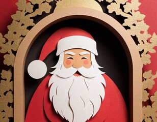 Asian Santa Claus Carved From Wood. Artificial Intelligence. 