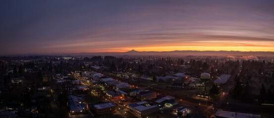 Stunning Sunrise looking at Mt Hood in Woodburn Oregon, Pacific Northwest	