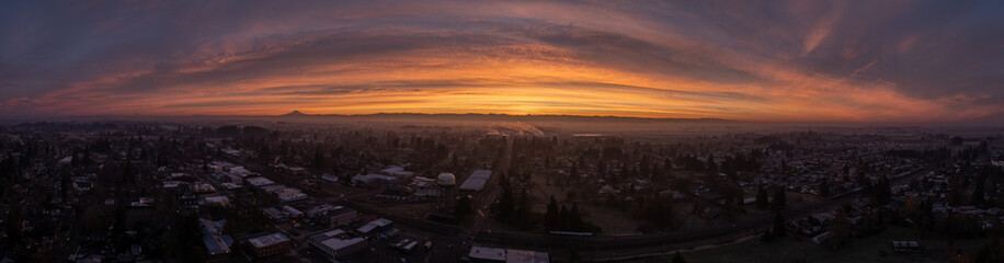 Stunning Sunrise looking at Mt Hood in Woodburn Oregon, Pacific Northwest	