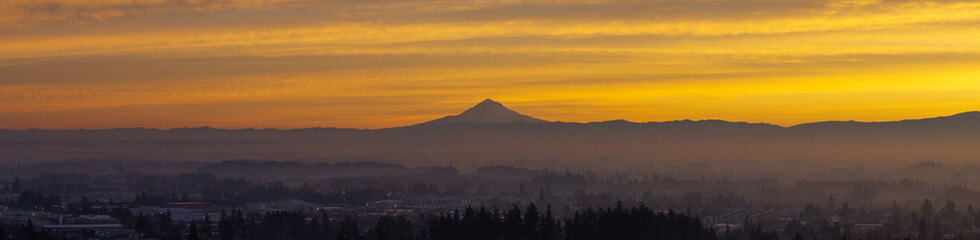 Stunning Sunrise looking at Mt Hood in Woodburn Oregon, Pacific Northwest	