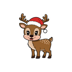 Reindeer wearing a Santa hat vector file