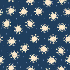 Seamless pattern with cute snowflakes. Winter print. Vector hand drawn illustration.