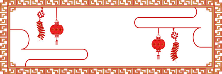 Obraz premium illustration firecracker and lentern for a background