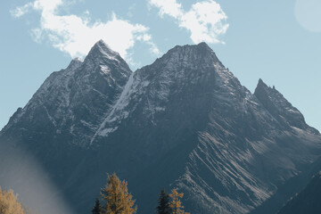 Mount Siguniang in sichuan china Drone aerial photography flying Landscape of Changping Valley,...
