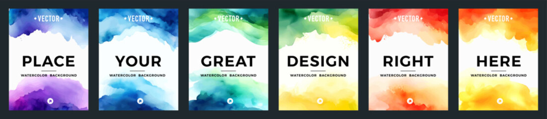 Brochure template layout, flyer cover design with watercolor background