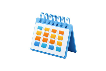 A colorful desk calendar featuring a grid layout with various shades for easy scheduling and planning.