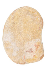 Top view of single yellow pebble isolated on white background.