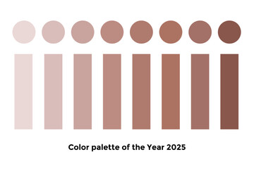 Color palette of the year 2025. Mocha Mousse pantone palette vector illustration isolated on white background