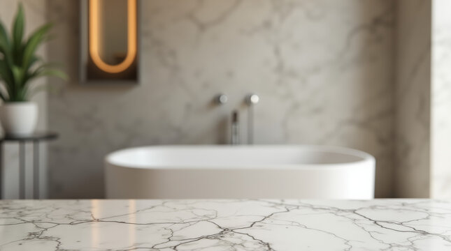 Modern luxury bathroom with display surface