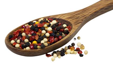 Dried Peppers In Wood Spoon