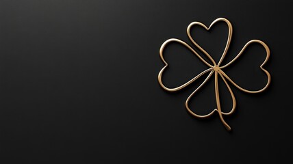 Gold four-leaf clover against dark background, symbolizing luck and elegance