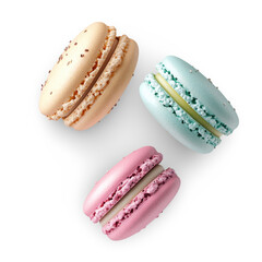 Deliciously Colorful Macron Treats on a Bright White Background Perfect for Dessert Lovers and Foodies