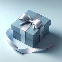 blue gift box with ribbon