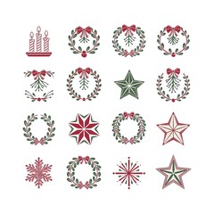 Elegant Christmas Decor Bundle Vector Art for Holiday Cards and Seasonal Decorations.