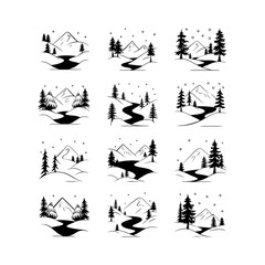 Winter Wonderland Snow Scene Vector Art for Christmas Cards and Seasonal Graphic Designs.