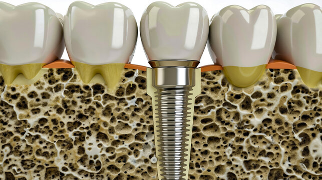 A dental implant in the middle of a tooth