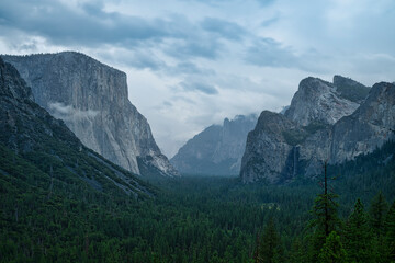 A cloudy Morning at the famous Tunnel View - Yosemite National Park