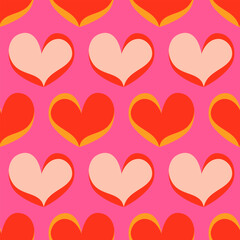 Seamless pattern of multicolored hearts. Symbol of love. Festive vector illustration for Valentine's Day.