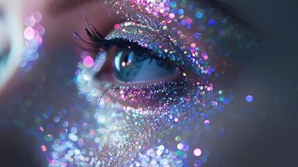 he sheer elegance of glitter makeup