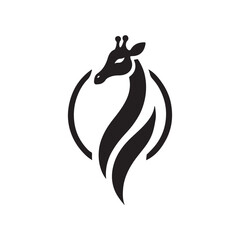 A set of giraffe vector silhouettes isolated on a white background