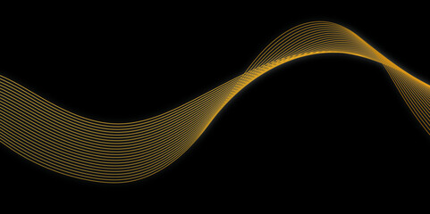 abstract golden wave background. black background with gold color wave design. simple elegant design. poster, banner, wallpaper.