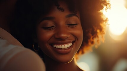 The Joyful Woman Embracing Love