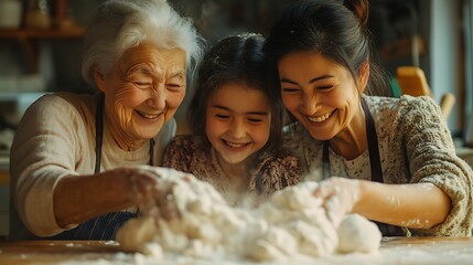 Baking memoriesfamily bonding in the kitchen home setting joyful