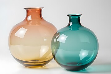 Modern Gradient Glass Vases in Amber and Teal with Minimalist Design