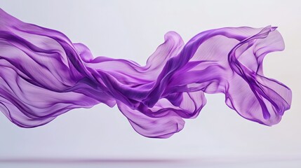 Purple luxury fabric billowing against a white backdrop.