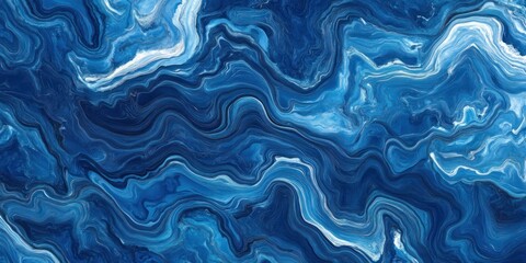 Fototapeta premium Abstract Blue Swirling Marble Paint Design
