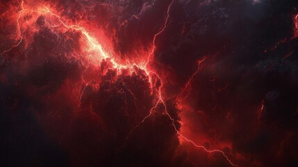 Red lightning in a dark cloud.