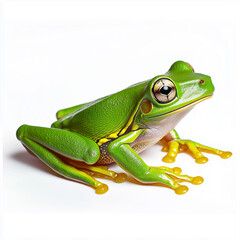 green frog isolated on white background

