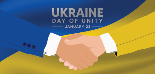 Ukraine Day of Unity 22 January hand shake vector poster