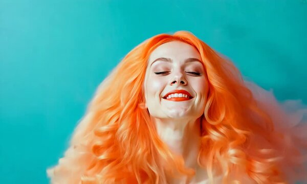 Bright orange hairstyle showcases unique hair trends and joyful expression