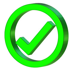 Green check mark 3d tick icon symbol, checkmark, checked icon or correct choice sign.